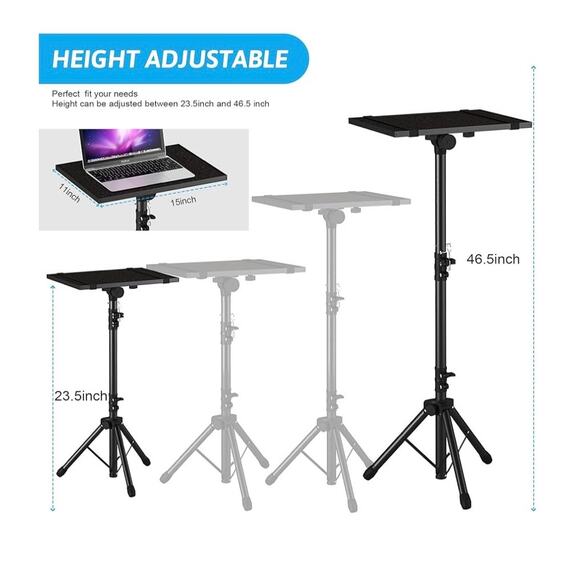 Adjustable Projector Stand Tripod wGooseneck Phone Holder 23.5 to 46.5 - Picture 4 of 10